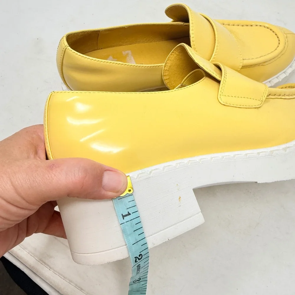 Jeffrey Campbell‎ Platform Penny Loafers Yellow Leather Chunky Slip On Size 8.5